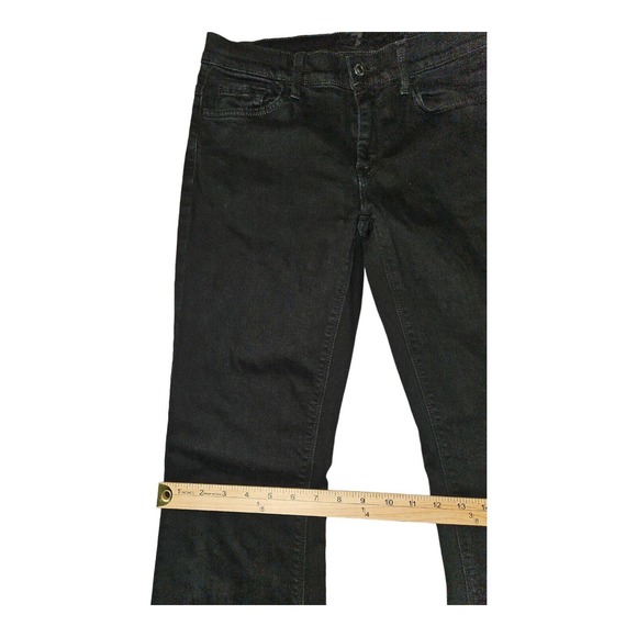 7 For All Mankind Jeans 29 Women's Black High Waist Boot Cut Preppy Hipster - Picture 6 of 12